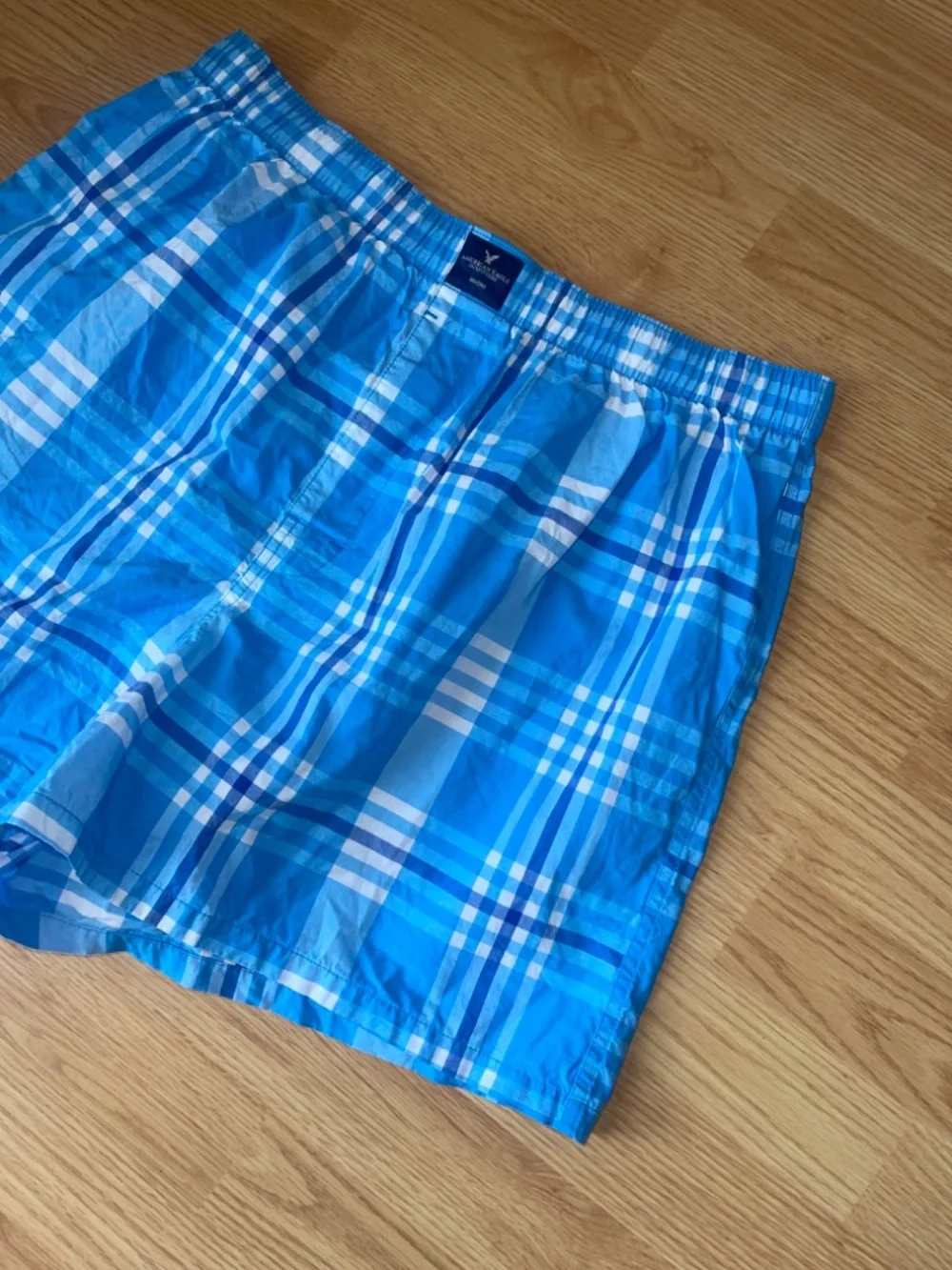 American Eagle Men’s Cotton Blue Plaid Boxer Shorts Size XL